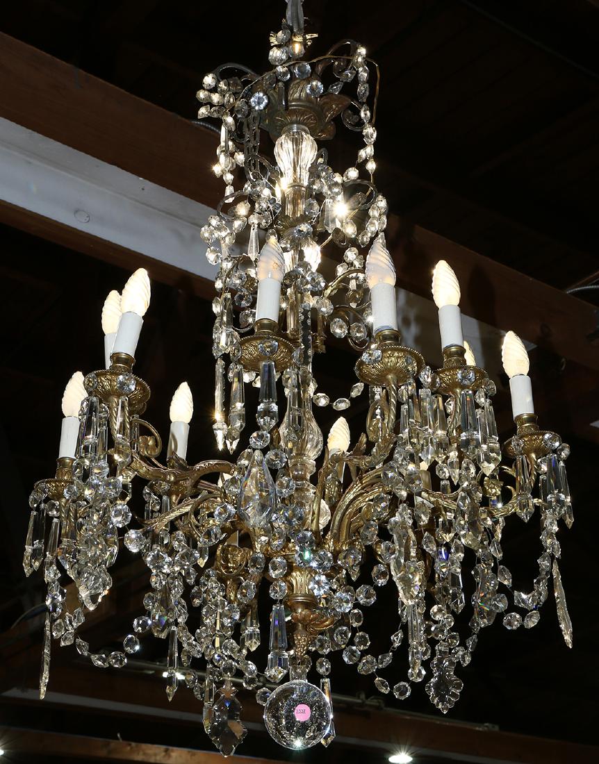 Continental crystal and gilt bronze chandelier (1 of 1)