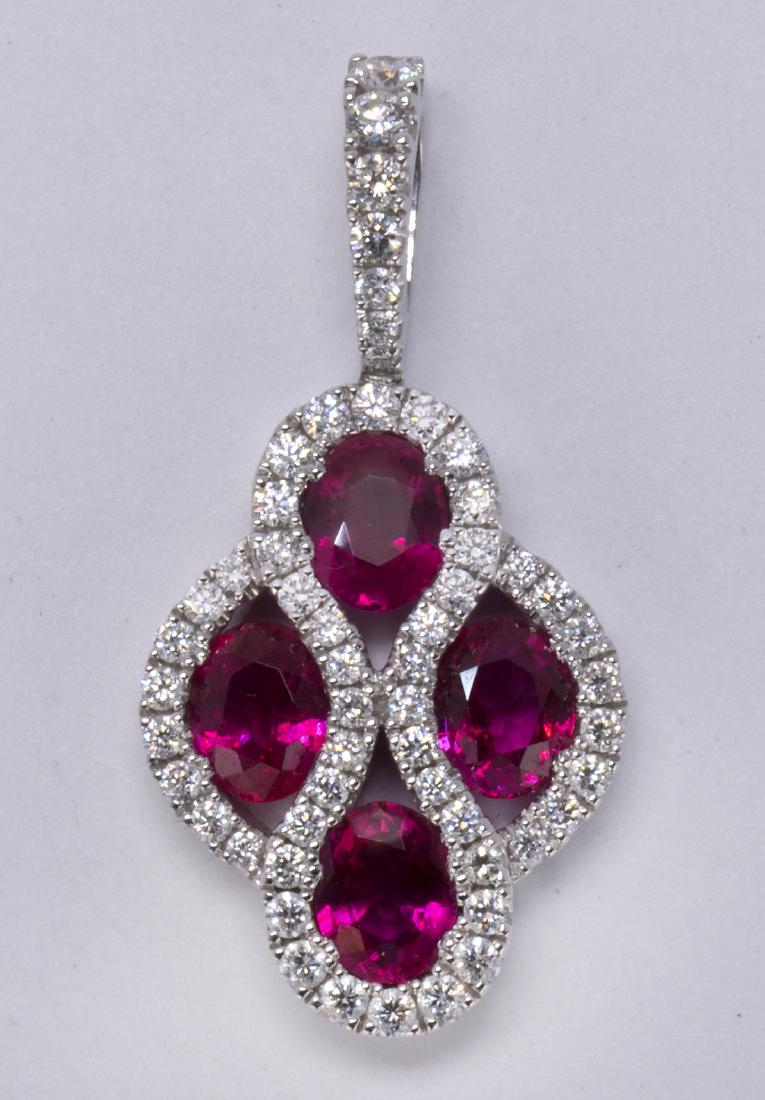 Spark ruby, diamond and 18k white gold pendant (1 of 2)