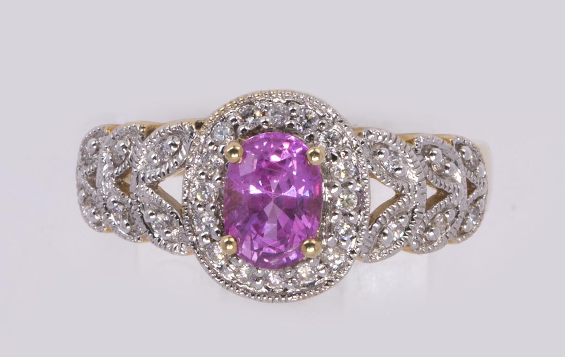 Sapphire, diamond and 14k yellow gold ring (1 of 3)