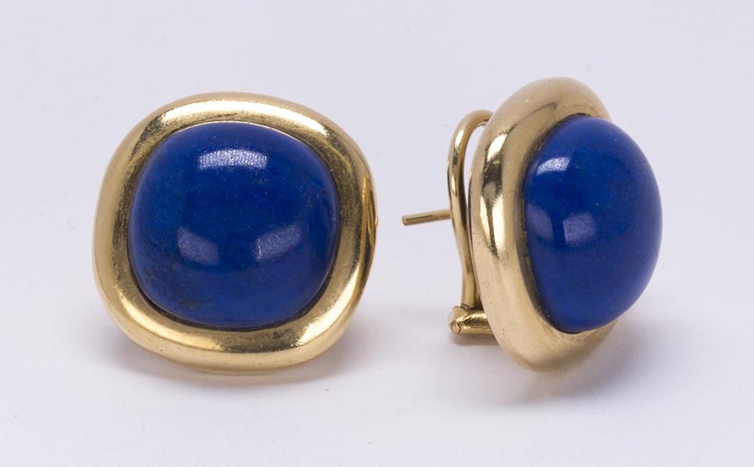 Pair of Lapis Lazuli yellow gold earring (1 of 4)