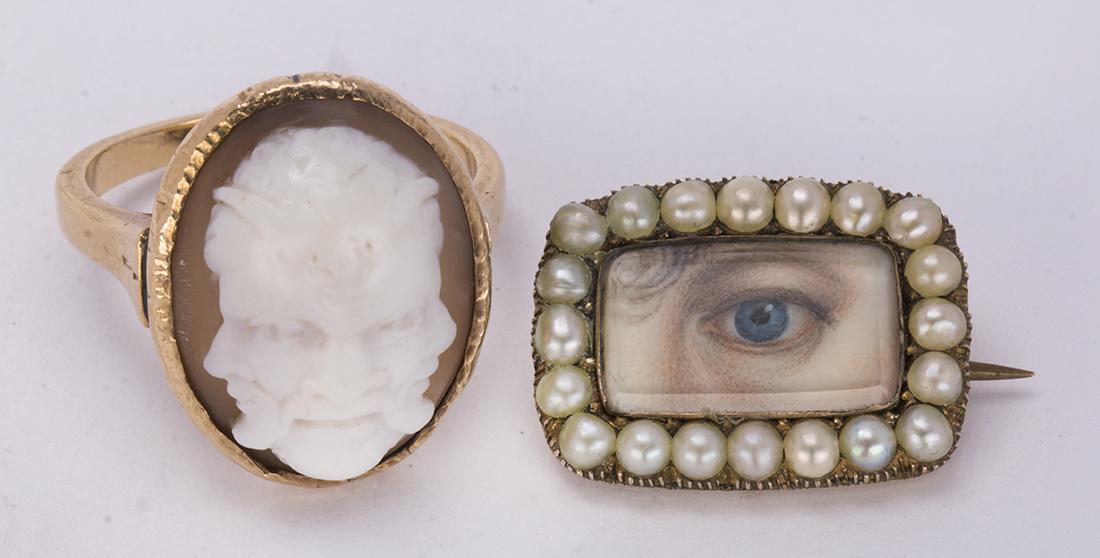 Victorian“Lover's Eye," shell cameo, 14k yellow gold (1 of 5)