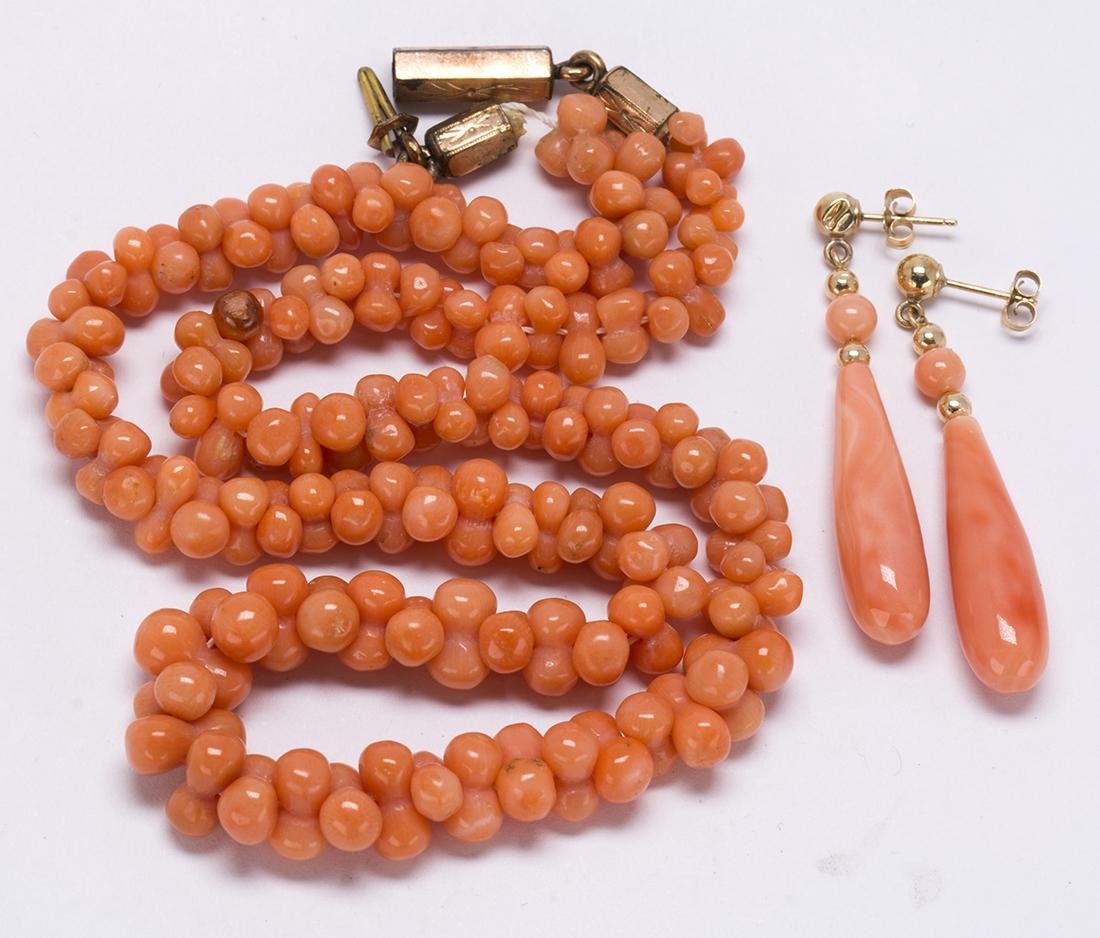 Coral, 14k yellow gold and gold-filled jewelry suite (1 of 4)