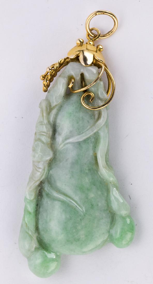 Carved jadeite and 14k yellow gold pendant (1 of 2)