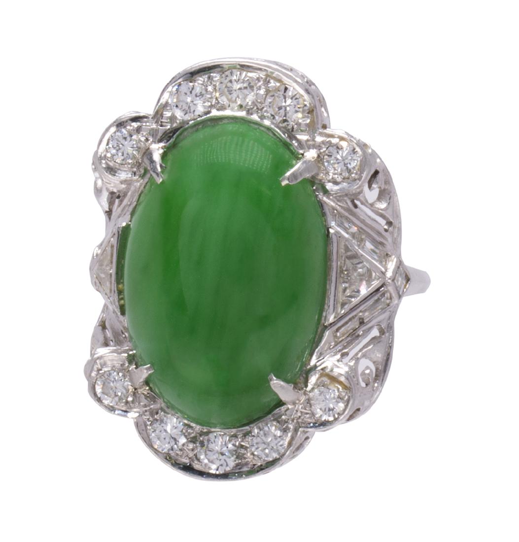 Jadeite, diamond and platinum ring, Mason Kay 'A' jade (1 of 5)