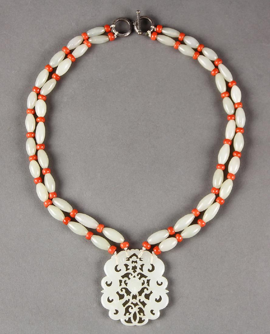 Chinese Jade/Coral Necklace (1 of 4)