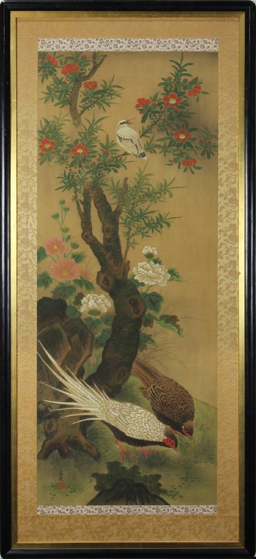 Japanese Panel Painting, Birds and Camellia (1 of 4)
