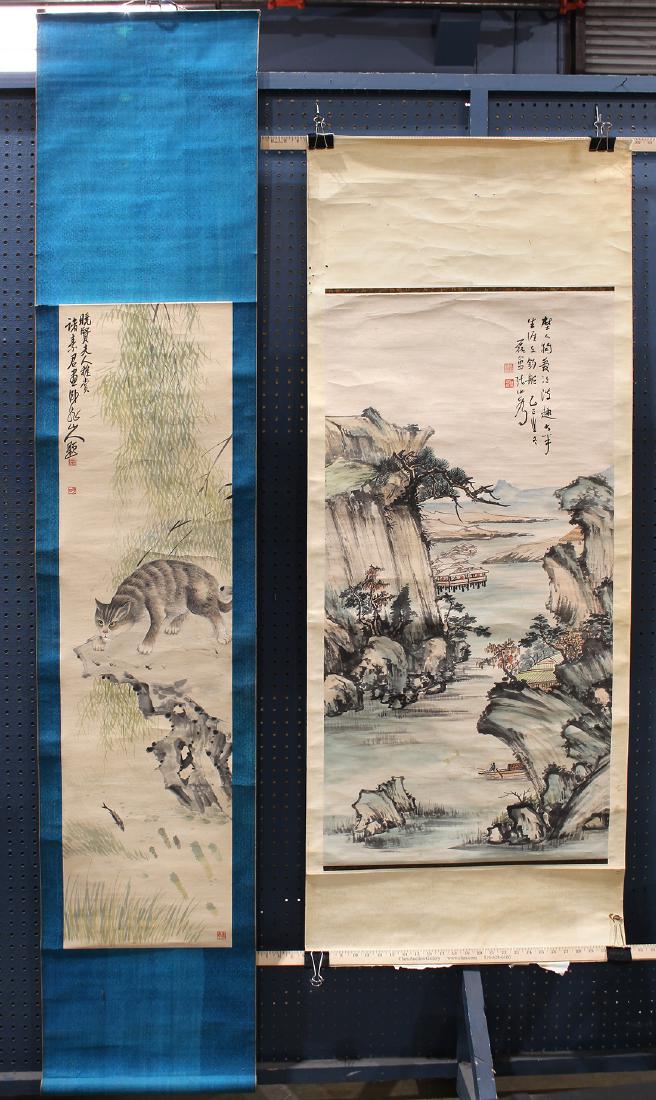 Chinese Scrolls, Cat; Landscape, Shi Lei (1 of 5)