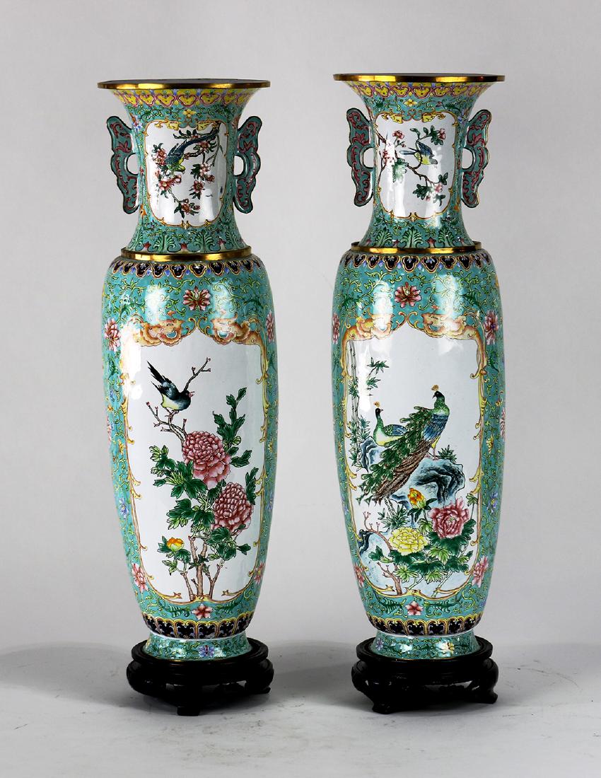 Chinese Painted Enamel Metal Vases