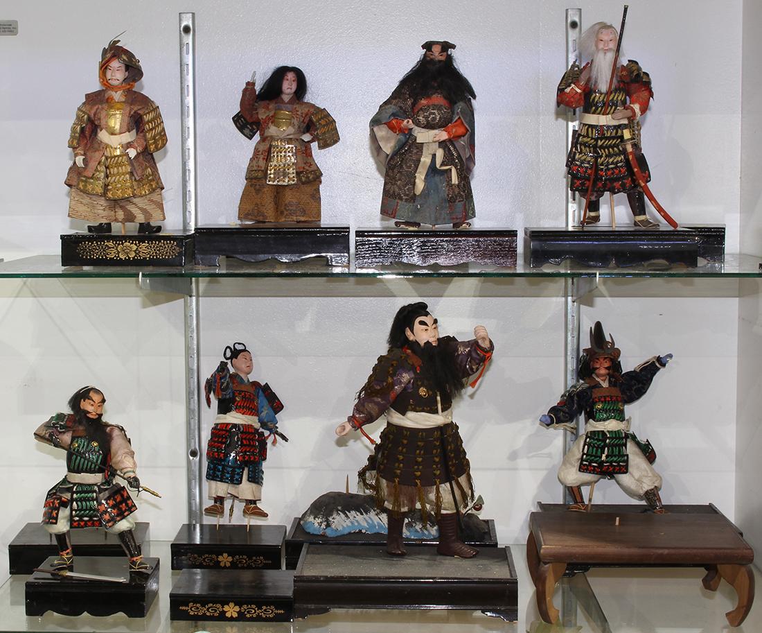 (lot of 8) Japanese samurai warrior dolls and stands, (1 of 1)