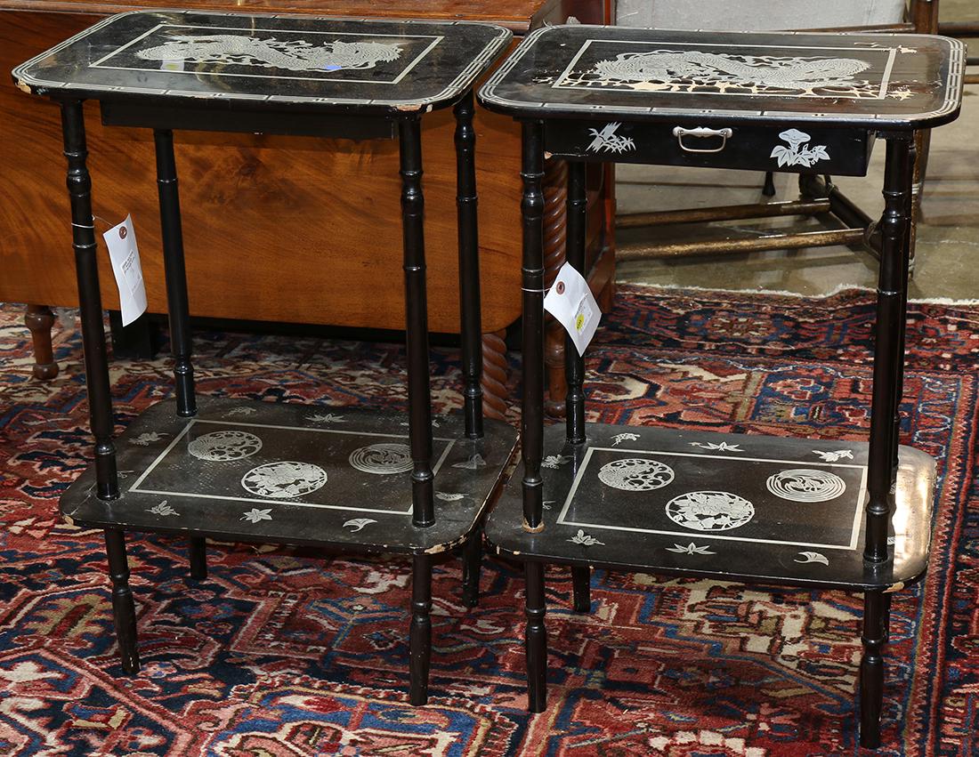 Pair of Japanese style two tier tables (1 of 4)