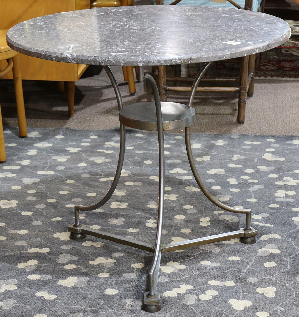 French bistro style brushed steel occasional table (1 of 3)