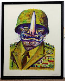 Print, Robert Arneson, General Nuke: Robert Arneson (American, 1930-1992), General Nuke, 1986, lithograph in colors, pencil signed lower right and dated, edition 13/25, image: 32"h x 22.25"w, (sheet): 36.25"h x 28"w