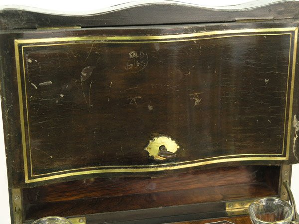 French brass-inlaid rosewood tantalus - 4