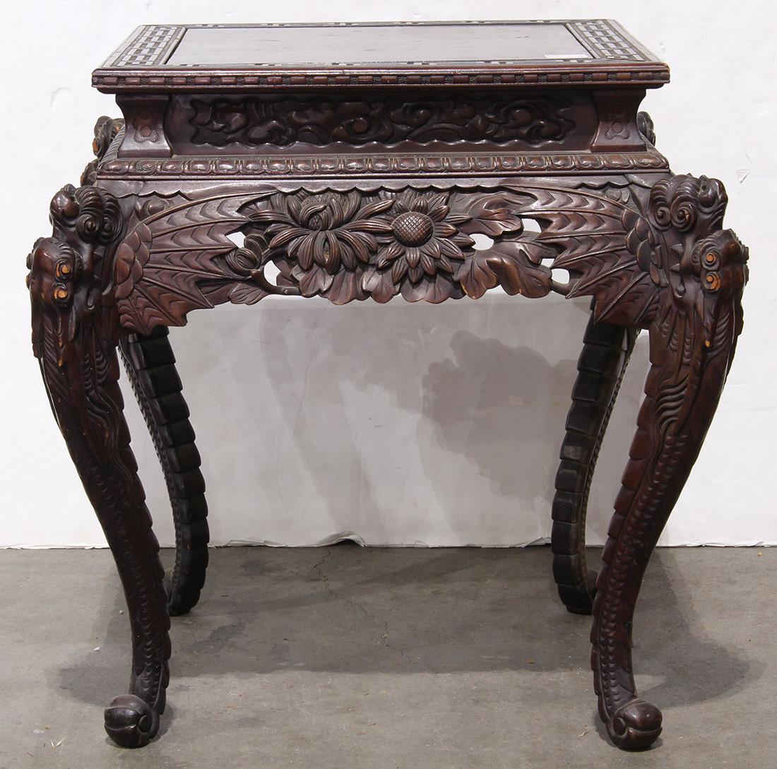 Japanese Wood Table, Dragon/Chrysanthemums (1 of 6)