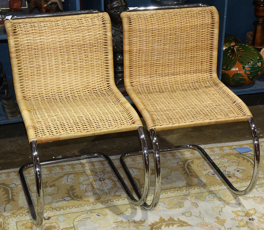 Mies Van Der Rohe side chairs, the frame executed in (1 of 2)