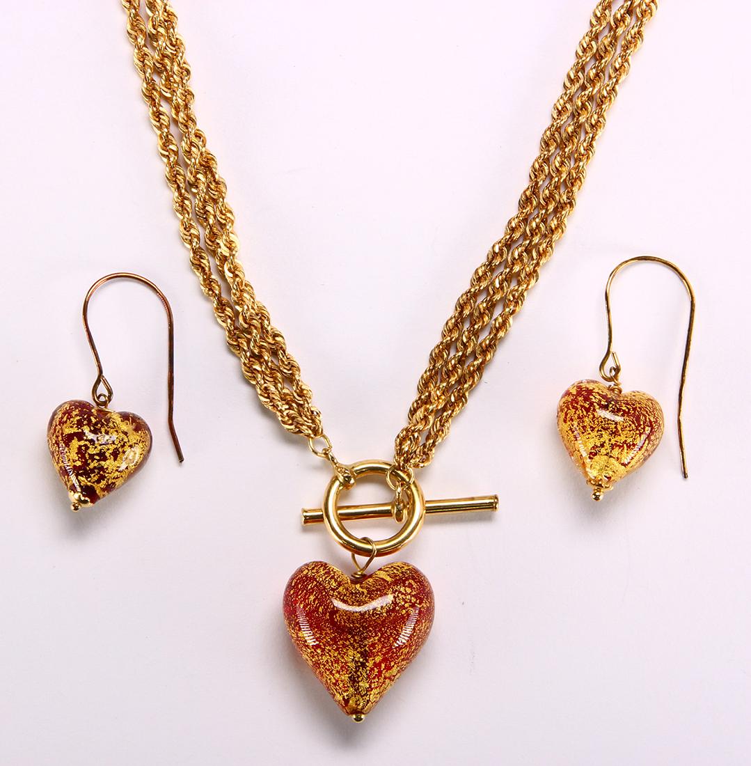 Glass, 14k yellow gold jewelry suite (1 of 2)