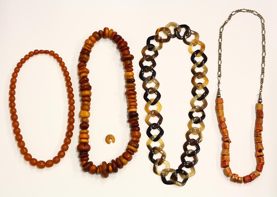 Amber, coral, horn and metal necklaces (1 of 1)