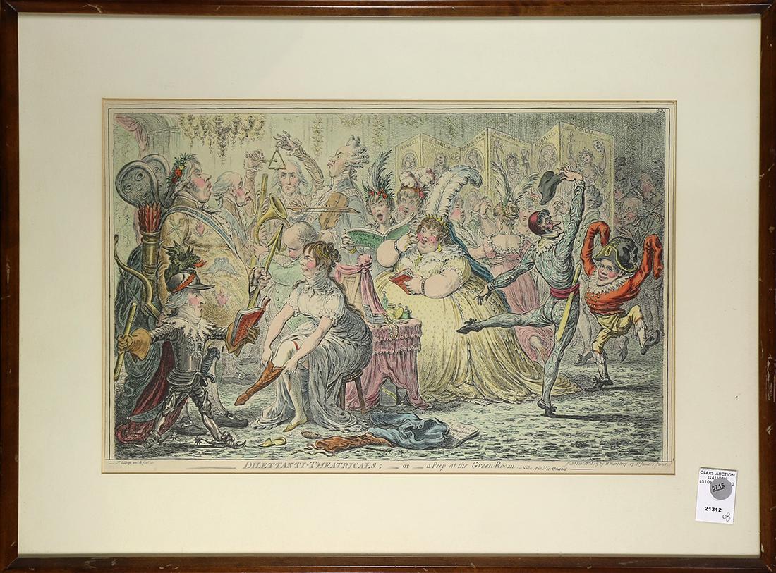 Print, James Gillray, Dilettanti-Theatricals or a Peep (1 of 1)