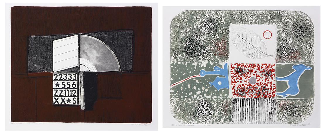 Prints, Karl Kasten: (lot of 2) Karl Kasten (American, 1916-2010), "Arch II," 1969, collograph, and "Donkey Serenade," 1975, collograph, each pencil signed and dated, editions 8/30 and 24/30, images: 11.5"h x 16.5"w and 1