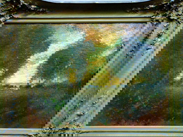 William Keith, Sunset, Californian: Framed oil on canvas, Sunset, by William Keith (Californian 1838-1911), signed lower right, period frame, image: 16.5"H x 22"W, framed: 27"H x 33"W x 3.5"D. San Francisco Museum of Art label affixed t