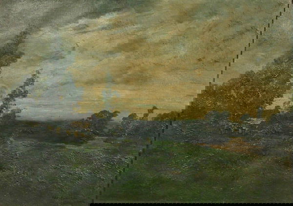 William Keith, Munich, Californian: Framed oil on canvas, Munich Landscape, by William Keith (Californian 1838-1911), signed and inscribed "Munich" lower right, image: 16"H x 21"W, framed: 18"H x 24"W x 1"D