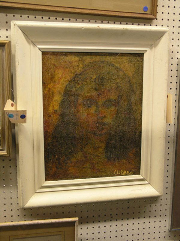 Pascal Cucaro, Californian 20th, mixed media: (lot of 2) Framed artworks by Pascal Cucaro (American 1915-2004): Mixed media, Portrait of a Woman, 20'' x 16'', Clown, 20'' x 14''