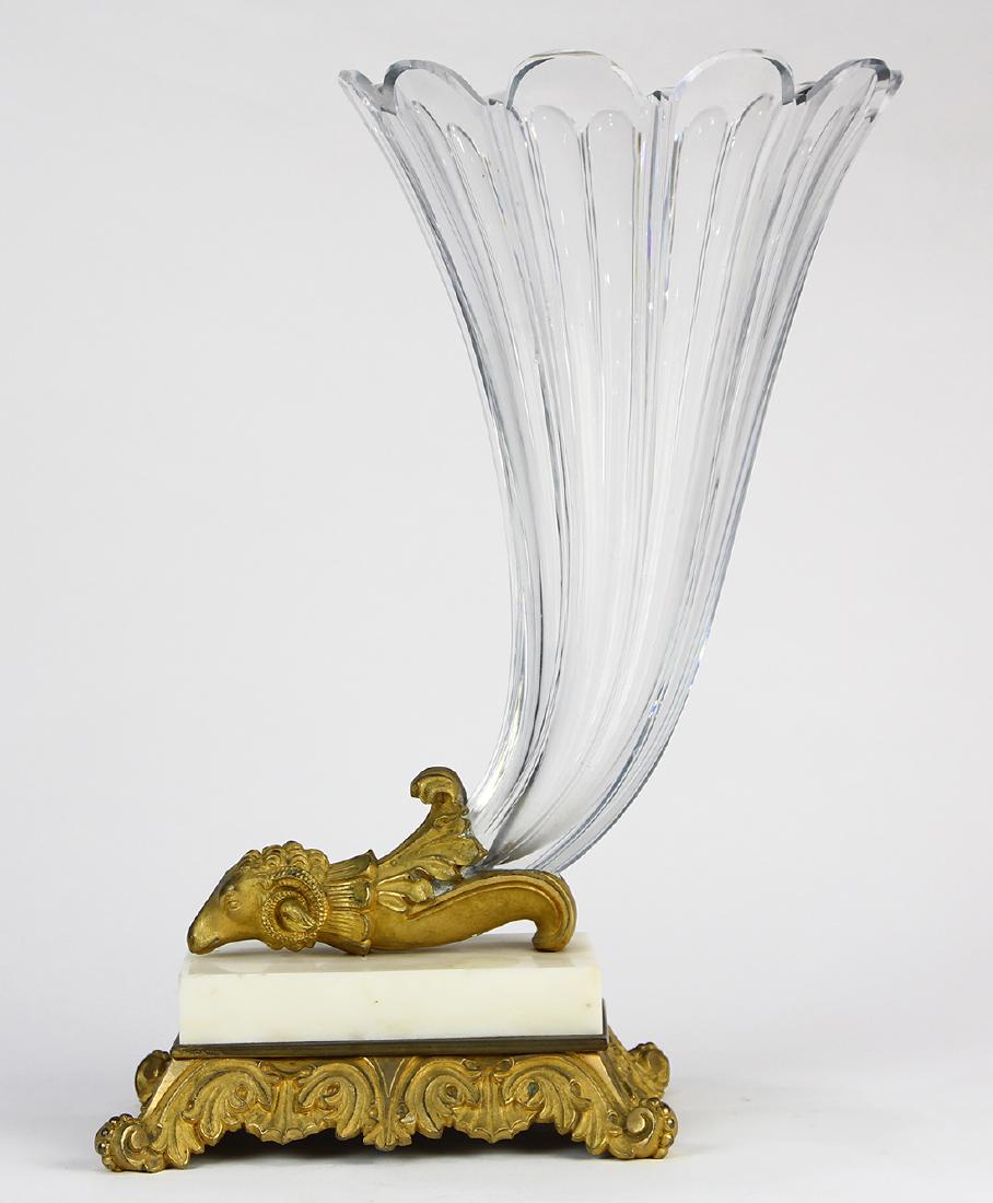 Charles X ormolu white marble and glass vase (1 of 3)