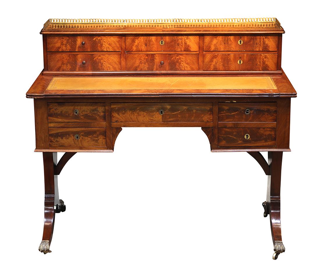 Regency Mahogany writing desk, having a galleried top (1 of 4)