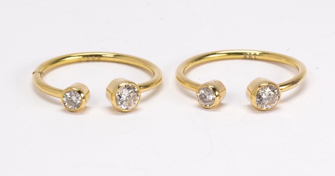 (Lot of 2) Diamond, 18k yellow gold stacking rings (1 of 4)