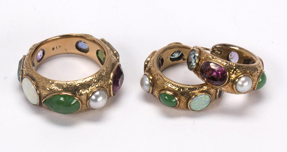 Multi-stone and 14k yellow gold jewelry suite (1 of 4)
