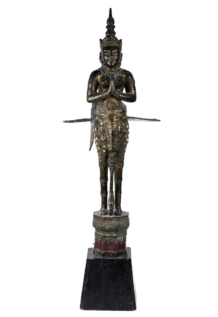 Thai Bronze Kinnara with Mirror Inlay (1 of 5)
