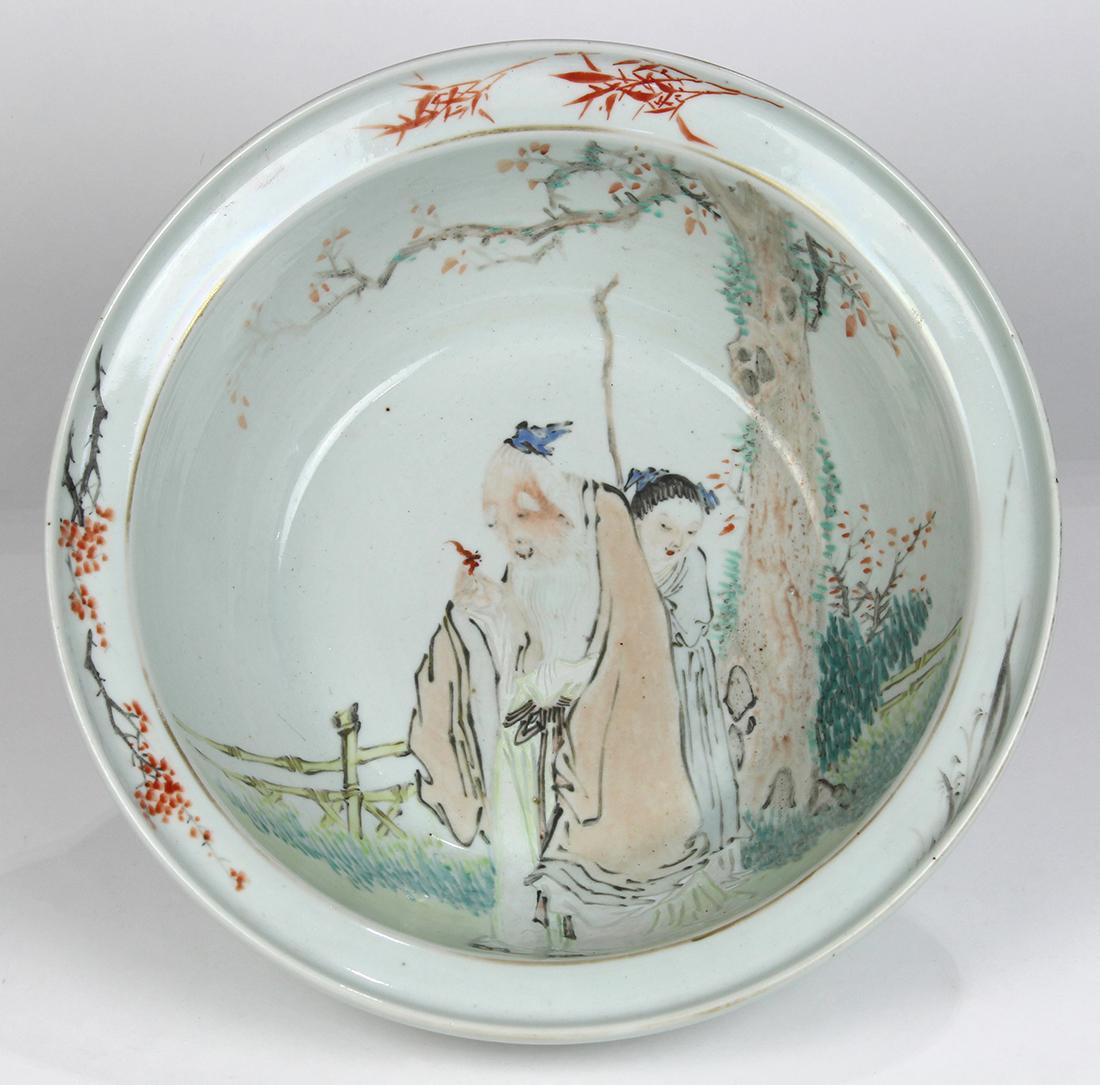 Chinese Enameled Porcelain Basin (1 of 3)