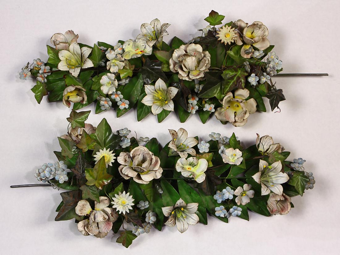 Pair of French tole style polychrome floral wall (1 of 2)