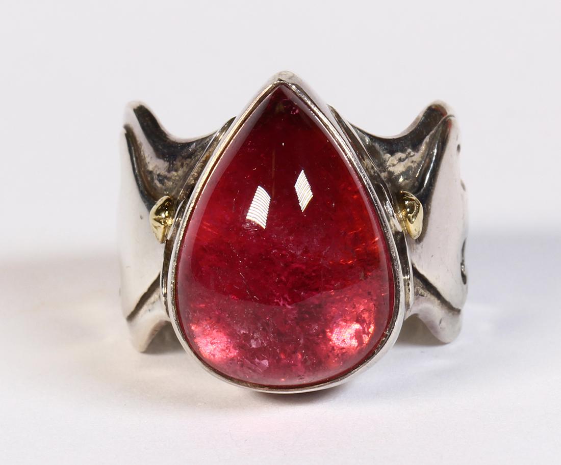 Tourmaline, 18k yellow gold and sterling silver ring (1 of 5)
