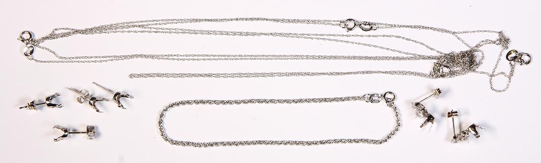 (Lot of 8) White stone, white gold chains and findings (1 of 3)