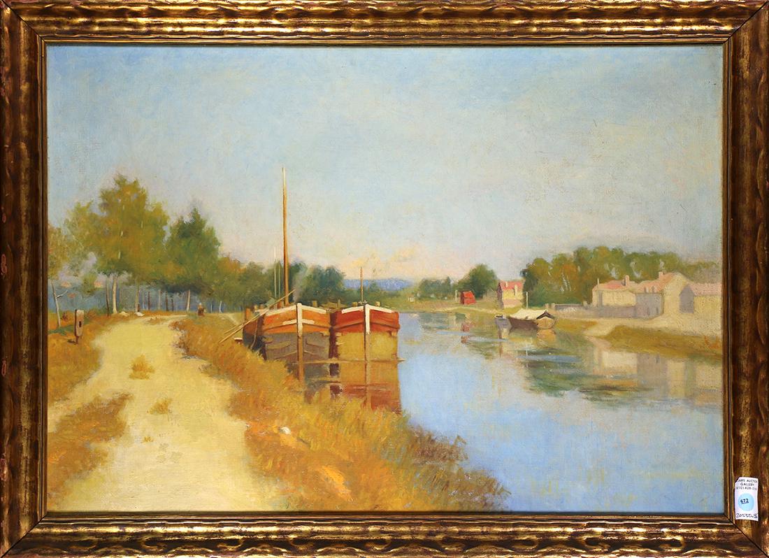 Painting, Canal Scene with Boats and Figures, Dalton (1 of 1)