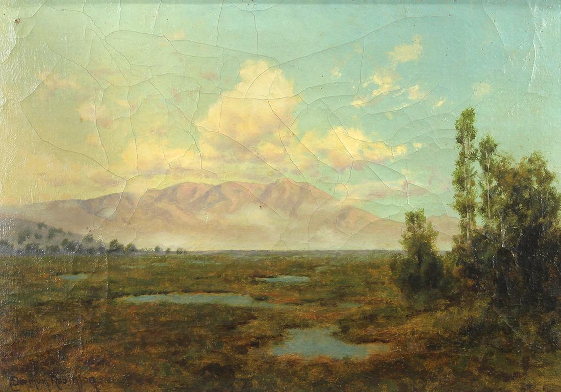 Painting, Charles Dormon Robinson: Charles Dormon Robinson (American, 1947-1933), California Mountains, oil on canvas, signed lower left, canvas: 14"h x 20"w, overall (with frame): 18.5"h x 24.5"w