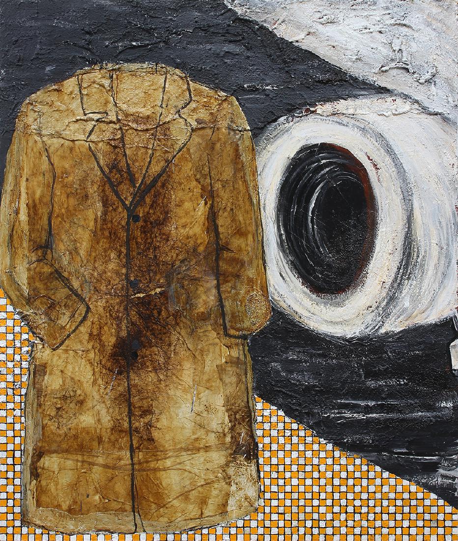 Painting, Young June Lew: Young June Lew (Korean, b. 1947), "Journey Begins at Heart," 1998, mixed media on canvas diptych, signed, titled, and dated verso, signed lower right, overall (canvas'): 78"h x 132"w; Provenace: Trito