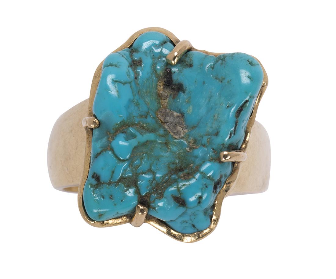 Turquoise and 14k yellow gold ring (1 of 4)