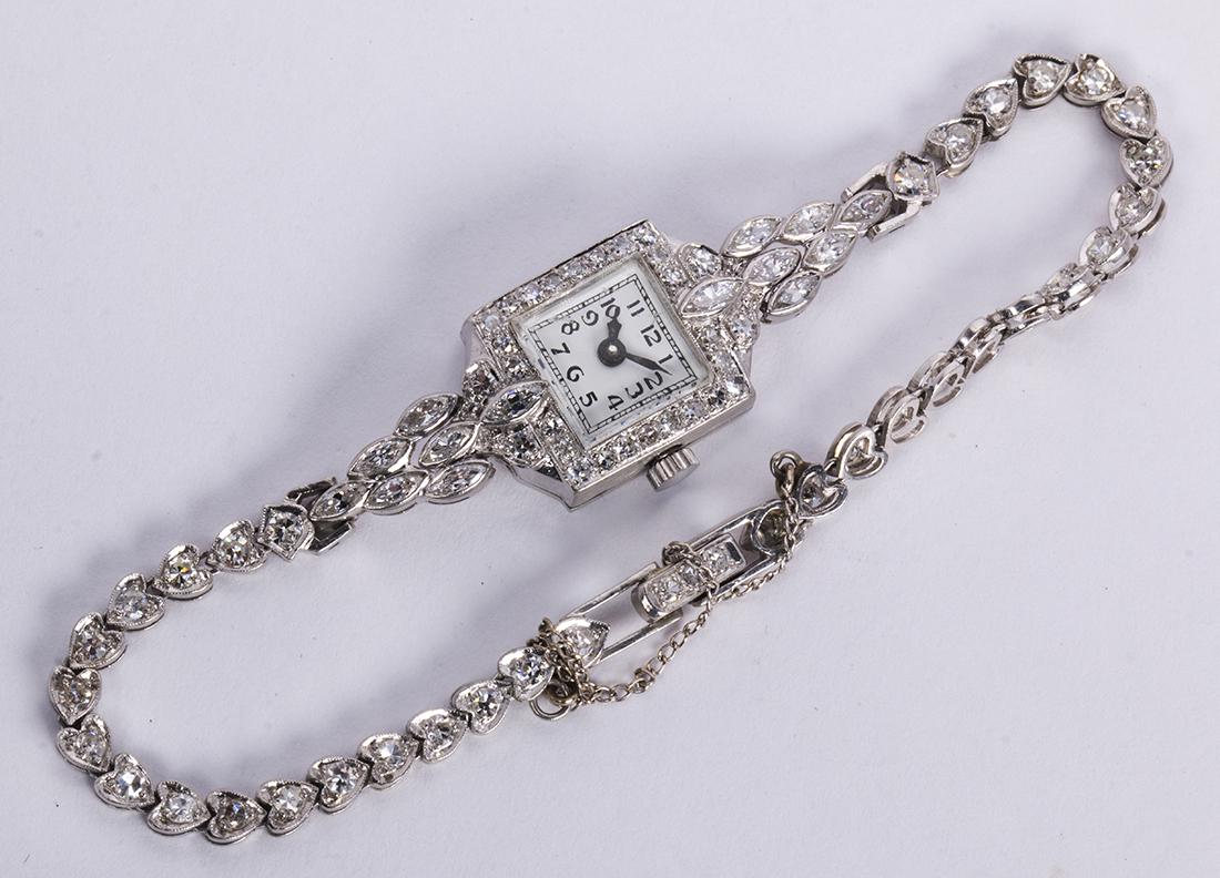 Ladies diamond platinum wristwatch (1 of 2)