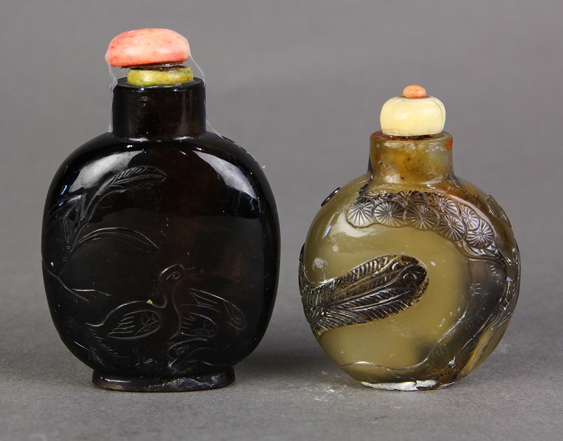 Chinese Smoky Quartz and Agate Snuff Bottles (1 of 6)