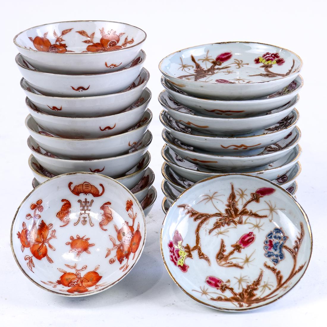 Sets of Chinese Sauce Dishes, Flowers, Bats (1 of 3)