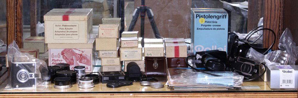 One shelf of Rolleiflex accessories, including a (1 of 3)