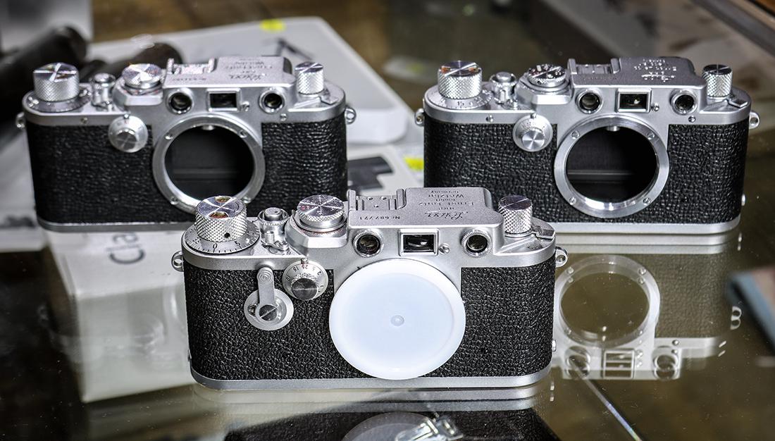 Three Leica/Leitz 111f black and chrome camera bodies (1 of 1)