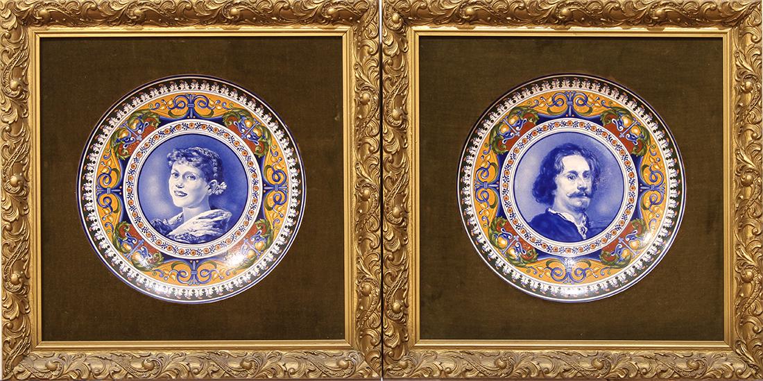Continental majolica cabinet plates, each centered with (1 of 6)