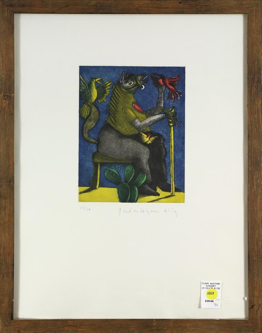 Print, Horse in Clothing with Birds and Cactus (1 of 1)