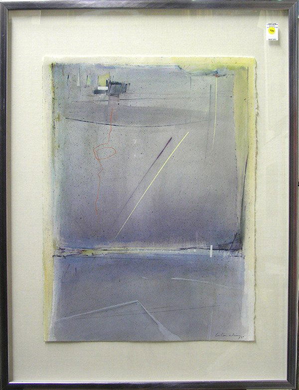Watercolor Anton Weiss American: Framed watercolor on paper, Abstract Landscape, by Anton Weiss (American 20th century), signed and dated 1987 lower right, overall: 41''H x 31.5''W