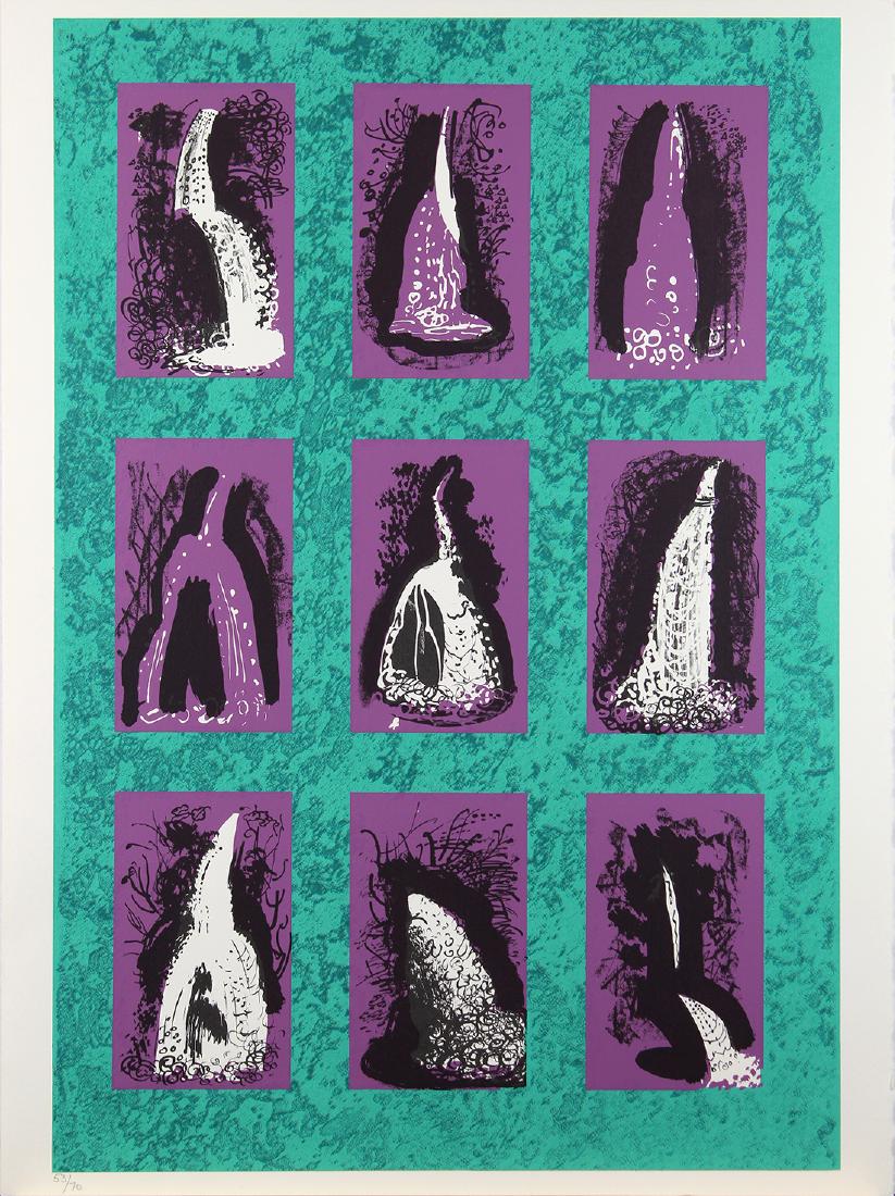 Print, John Piper: John Piper (British, 1903-1992), "Travel Notes: Devil’s Bridge Waterfall," screenprint, pencil signed lower right, titled verso, edition 53/77, sheet (unframed): 30.5”h x 22.75"w. Provenance: Trit