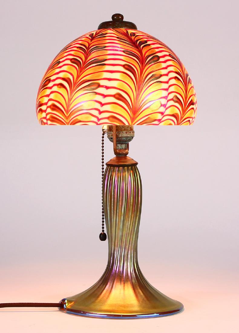 Lundberg Studios iridescent art glass table lamp