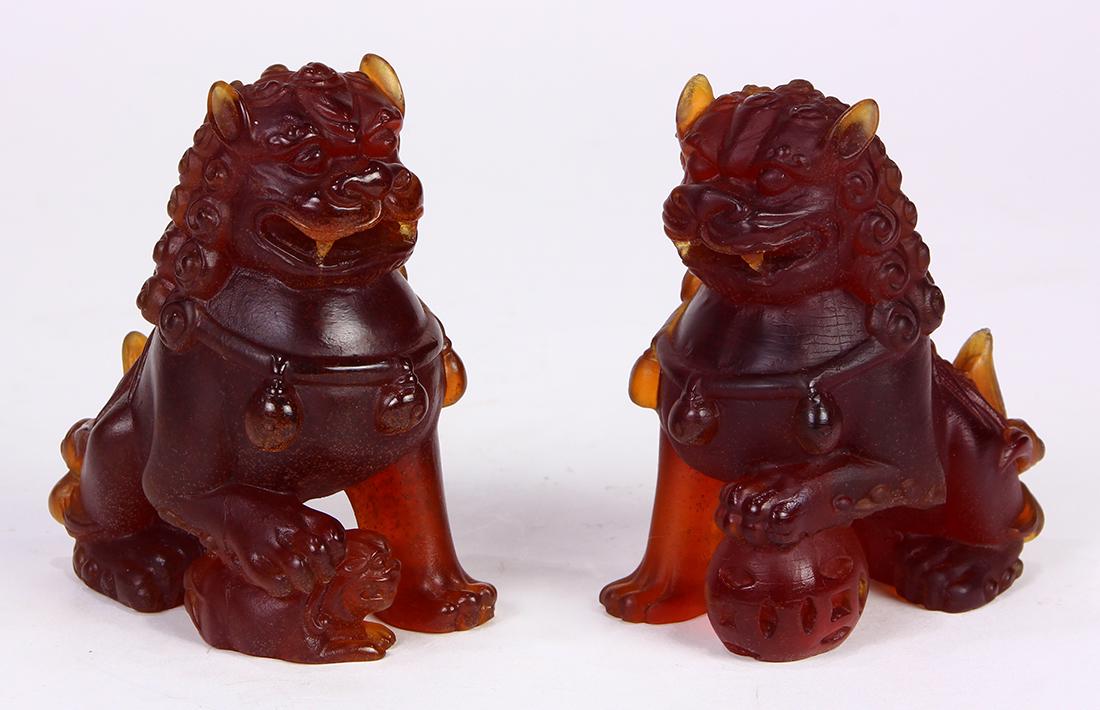 Pair of Daum, Nancy, pate de verre foo lions (1 of 7)